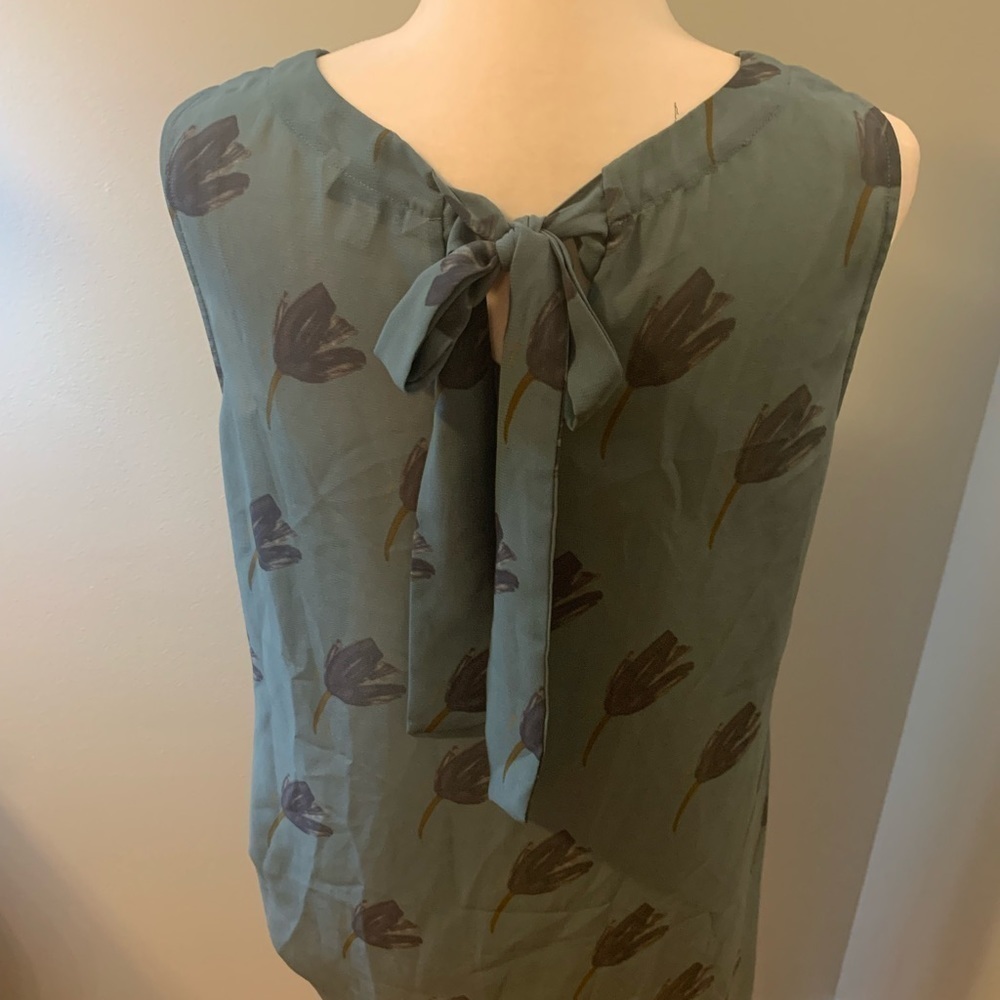CAbi Teal floral sheer mini dress, size M